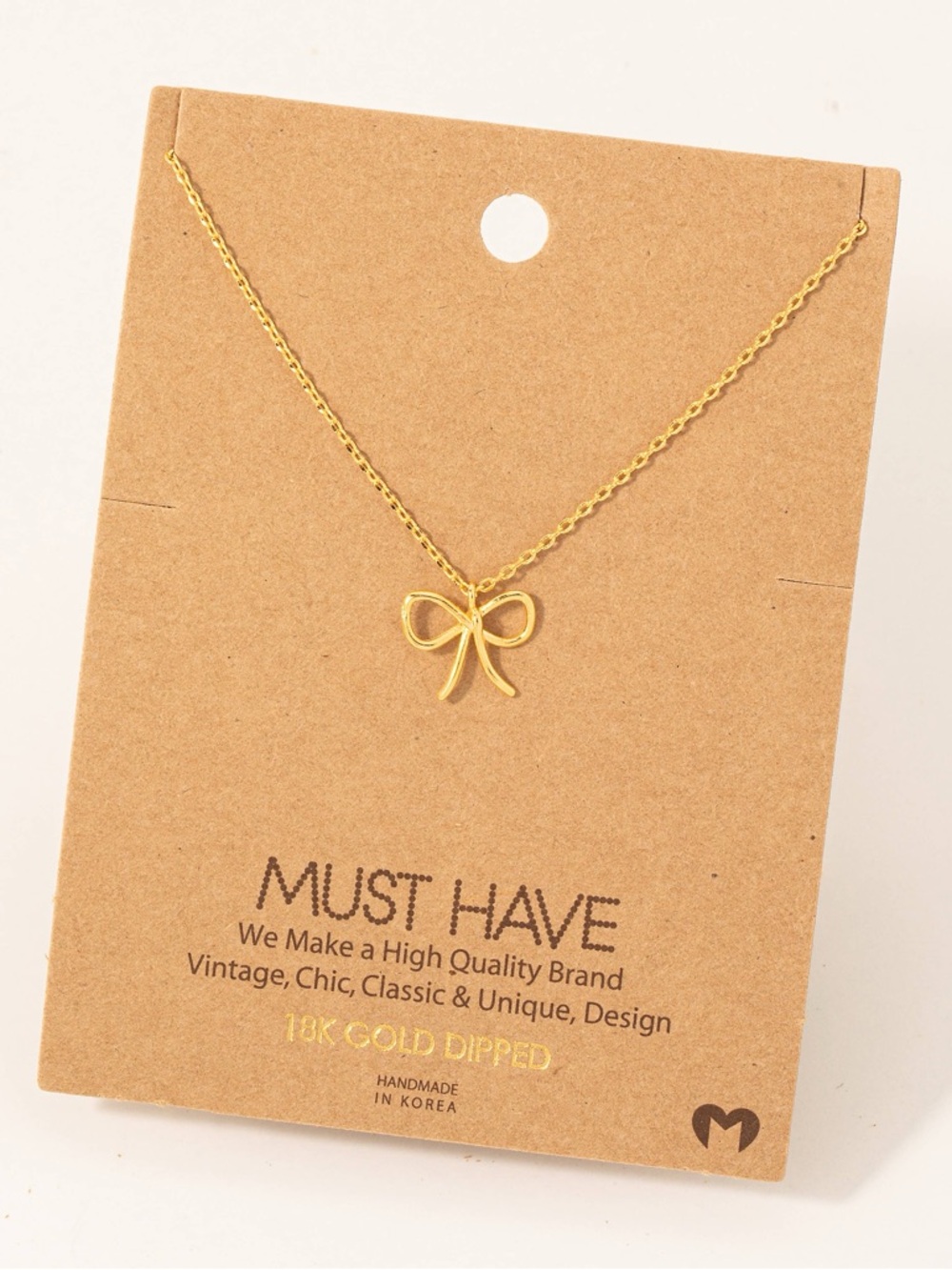 Gold Bow Pendant Necklace